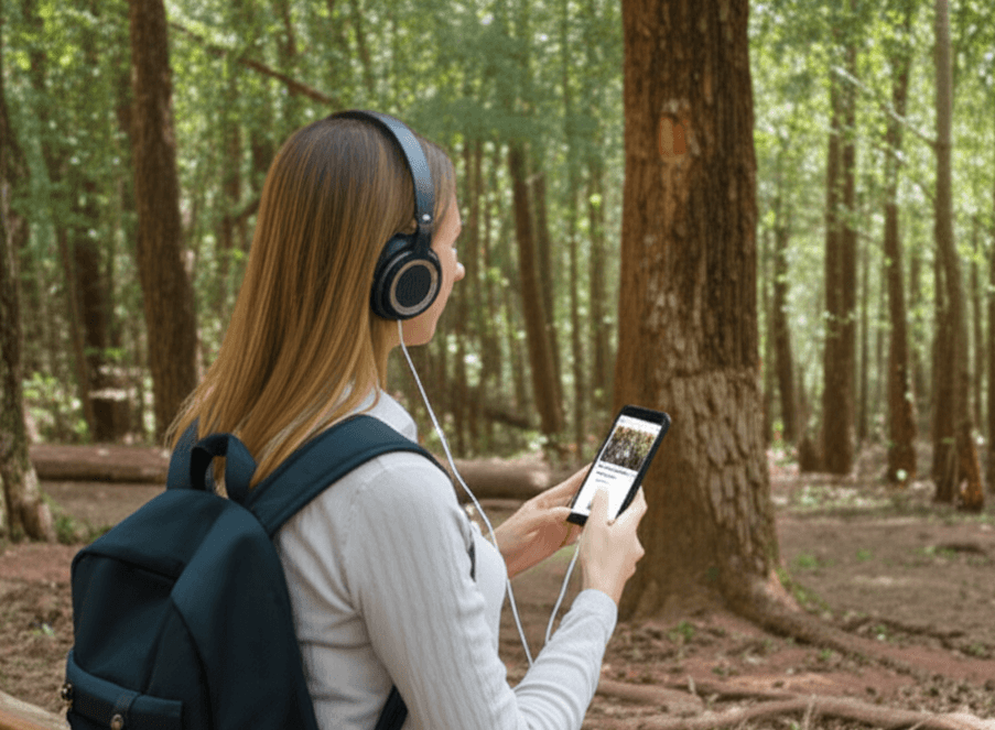 Ilustración de audioguías y geolocalización